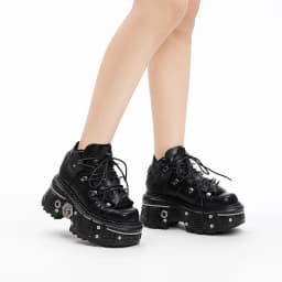 Gothic Ankle Rock Boots 2026 Woman Metal Decor Platform Sneakers New Punk Style Women Shoes Lace-up Shoes