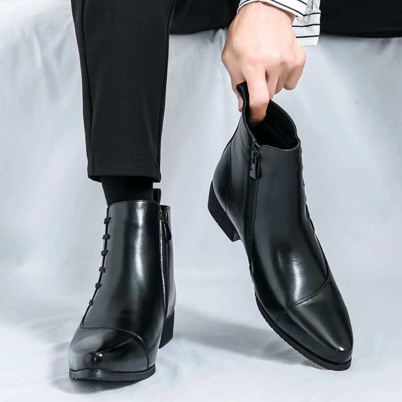 British Retro Riding Boots for Men Chelsea High-Top Leather Shoes for Men Trendy Suit Leather Boots for Men British Knight Boots