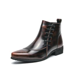 British Retro Riding Boots for Men Chelsea High-Top Leather Shoes for Men Trendy Suit Leather Boots for Men British Knight Boots