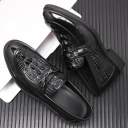 Top Quality Crocodile Print Genuine Leather Men Elevator Shoes Flat/6CM Height Increasing Loafers Man Casual Busincess Moccasins