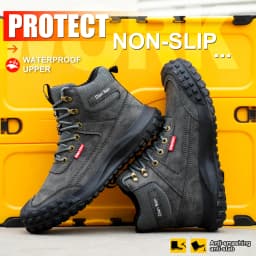 Dian Sen Men's Steel-Toed Safety Shoes With Anti-smash , Anti-Puncture And Anti-Slip Soles, Fashionable Industrial Work Shoes