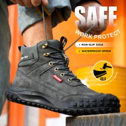 Dian Sen Men's Steel-Toed Safety Shoes With Anti-smash , Anti-Puncture And Anti-Slip Soles, Fashionable Industrial Work Shoes