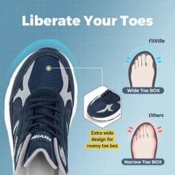 Fitville Walking Shoes Extra Wide Casual Men's Sneakers With Arch Support Sports Shoes for Men for Relief Plantar Fasciitis