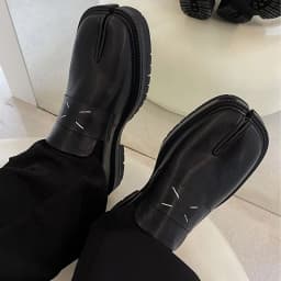 Tabi Loafers Men and Women Split Toe Thick Sole Casual Patent Leather Tabbi Black slip on Flats Chunky platform Mocassin shoes