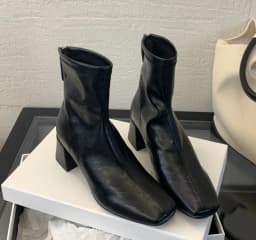 ZAROY Back Zipper Chunky Heel Slim Women Ankle Boots Autumn Winter Elegant Square Toe Leather Botas Office Party Dress Booties