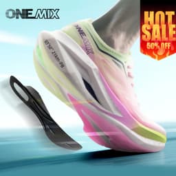 ONEMIX Running Shoes Men Women Sneakers Full Palm Carbon Board Professional Shock Absorbing Breathable Elastic Sports Shoe