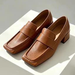 Comfortable Chunky-Heeled Women's Pumps Fashion Square-Toe Soft Leather Designer Loafers Ladies British-Style Office Formal Shoe