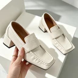 Comfortable Chunky-Heeled Women's Pumps Fashion Square-Toe Soft Leather Designer Loafers Ladies British-Style Office Formal Shoe