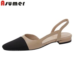 ASUMER Size 34-43 Ins New Genuine Leather Sandals Women Shoes Low Heels Summer Sandals Party Dress Shoes Ladies Footwear