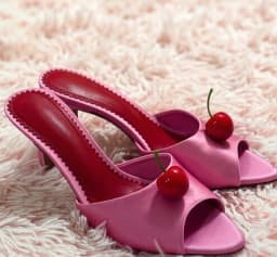 Minimalist Style Women's Pointed-Toe Stilettos Heel Sandals Open-Back Design Cherry Accent Sweet Style for Summer Daily Looks