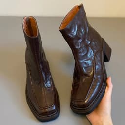 Eilyken Spring Autumn Retro Ankle Boots Women Square Heel Back Zipper Shoes Designer Split Stitching Slim Short Booties