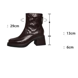 Eilyken Spring Autumn Retro Ankle Boots Women Square Heel Back Zipper Shoes Designer Split Stitching Slim Short Booties