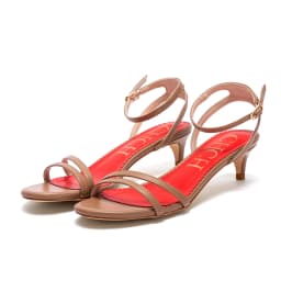 CHCH Womens Sandals Round Open Toe Kitten Heels Adjustable Ankle Strap Low Heels Heeled Sandals for Women Summer Dress Shoes 3cm