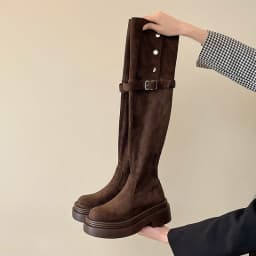 Winter Street Style Platform Sole Women Over The Knee Knight Boots Fold Two Ways Wear Shoes Female Silm Thigh High Booties