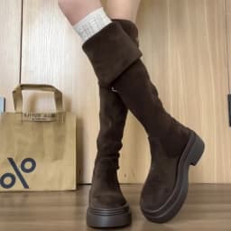 Winter Street Style Platform Sole Women Over The Knee Knight Boots Fold Two Ways Wear Shoes Female Silm Thigh High Booties