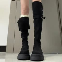 Winter Street Style Platform Sole Women Over The Knee Knight Boots Fold Two Ways Wear Shoes Female Silm Thigh High Booties