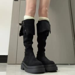 Winter Street Style Platform Sole Women Over The Knee Knight Boots Fold Two Ways Wear Shoes Female Silm Thigh High Booties