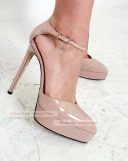 Lilac Purple Platform Pointed Toe High Heel Shoes Women Stiletto Heels Ankle Buckle Strap Banquet Pumps Shallow Footwear