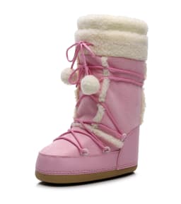 Pink New Winter Fluffy Women's Snow Boots Outdoor Faux Fur Cotton Boots Waterproof Middle Calf Platform Shoes Female Ski Boots