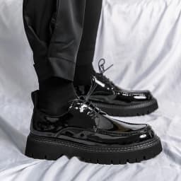 Platform Shoes Oxford Shoes Man Thick-soled Wedding Shoes Formal Business Shoes Patent Leather Lace-up Heightening Casual Shoes