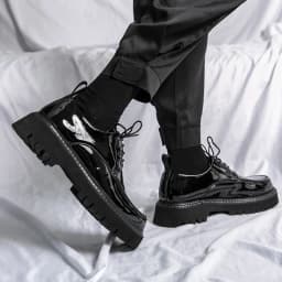 Platform Shoes Oxford Shoes Man Thick-soled Wedding Shoes Formal Business Shoes Patent Leather Lace-up Heightening Casual Shoes