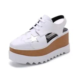 Women Casual Shoes Spring Lady Genuine Leather Casual Sneakers Running Sports Chunky Trainer Stars Breathable Platform Shoes