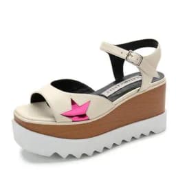 Women Casual Shoes Spring Lady Genuine Leather Casual Sneakers Running Sports Chunky Trainer Stars Breathable Platform Shoes