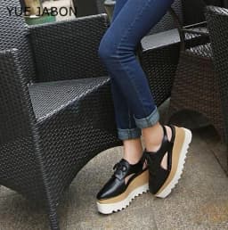 Women Casual Shoes Spring Lady Genuine Leather Casual Sneakers Running Sports Chunky Trainer Stars Breathable Platform Shoes