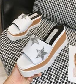 Women Casual Shoes Spring Lady Genuine Leather Casual Sneakers Running Sports Chunky Trainer Stars Breathable Platform Shoes