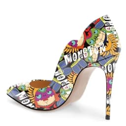 Sexy stilettos print patent leather pumps 2026 summer new in shallow high heels plus size luxury designer party shoes for women