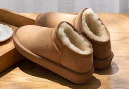 Classic Sheepskin Suede Leather Snow Boots For Women Natural Wool Fur Lined Short Mini Winter Warm Shoes Non-slip Maroon