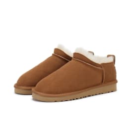 Classic Sheepskin Suede Leather Snow Boots For Women Natural Wool Fur Lined Short Mini Winter Warm Shoes Non-slip Maroon