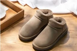 Classic Sheepskin Suede Leather Snow Boots For Women Natural Wool Fur Lined Short Mini Winter Warm Shoes Non-slip Maroon