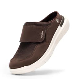 FitVille Men's Wide Fit Slippers with Arch Support Breathable Adjustable House Mules Orthopedic Indoor Walking Shoes
