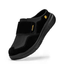 FitVille Men's Wide Fit Slippers with Arch Support Breathable Adjustable House Mules Orthopedic Indoor Walking Shoes