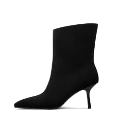 NEW TREND 2026 Autumn Winter Women Cow Suede High Thin Heeled Ankle Boots Black Apricot Khaki Chocolate Ladies Pointed Toe Boots