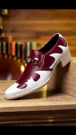 Breathable Comfort Low Heel Men Loafers White Red Patchwork Leather Slip On Business Wedding Casual Dress Shoes