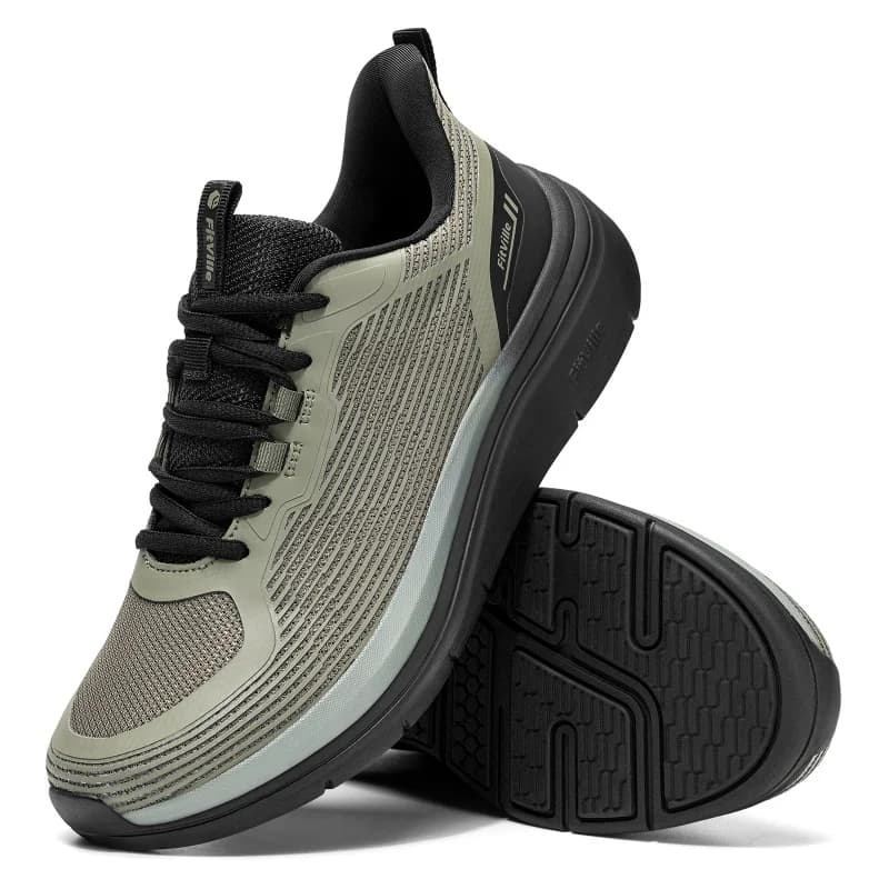 Fitville Men'S Walking Shoes Thick Soled Slip On Shoe Height Increasing Breathable Sneakers Wide Comfortable Outside&Work Shoe