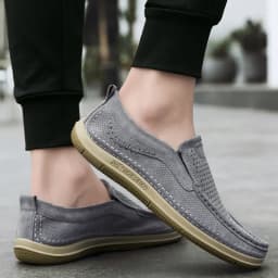 Summer Shoes Luxury Brand Loafers Male Breathable Nubuck Leather Punching Outdoor Hiking Shoes Comfty Casual Man Walking Shoes