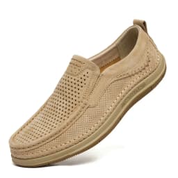 Summer Shoes Luxury Brand Loafers Male Breathable Nubuck Leather Punching Outdoor Hiking Shoes Comfty Casual Man Walking Shoes