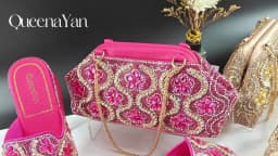 Queena Yan Popularity Open Toe Luxury Fashion Women High Heels Shoes and Bags Set With Rhinestone for Wedding Party Elegant