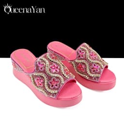 Queena Yan Popularity Open Toe Luxury Fashion Women High Heels Shoes and Bags Set With Rhinestone for Wedding Party Elegant