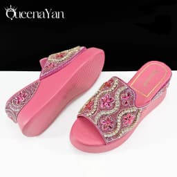 Queena Yan Popularity Open Toe Luxury Fashion Women High Heels Shoes and Bags Set With Rhinestone for Wedding Party Elegant