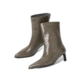 SmallHut New Trend 2027 Women Autumn Winter Split Leather Pattern Ankle Boots Gray Brown Thin Heels Pointed Toe Slip-On Boots