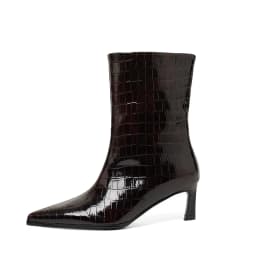 SmallHut New Trend 2027 Women Autumn Winter Split Leather Pattern Ankle Boots Gray Brown Thin Heels Pointed Toe Slip-On Boots