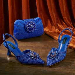 2026 Elegant Purple Color Women's Heels Shoes Bag Set Rhinestone Embellished Designer HAND CRAFTED UPPER Shoes for Special Event