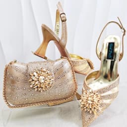 INS Elegant Mature Style Purple Color Party Wedding Pointed Toe Women High Heels and Bag Set Decorated With Colorful Rhinestone