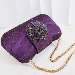 INS Elegant Mature Style Purple Color Party Wedding Pointed Toe Women High Heels and Bag Set Decorated With Colorful Rhinestone