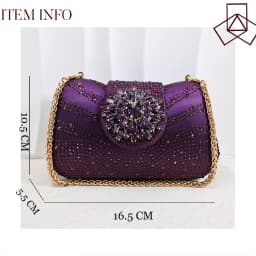 INS Elegant Mature Style Purple Color Party Wedding Pointed Toe Women High Heels and Bag Set Decorated With Colorful Rhinestone