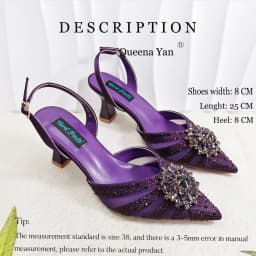 INS Elegant Mature Style Purple Color Party Wedding Pointed Toe Women High Heels and Bag Set Decorated With Colorful Rhinestone